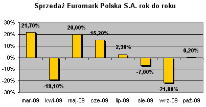 Sprzedaż Euromark Polska S.A. rok do roku (październik 2009)