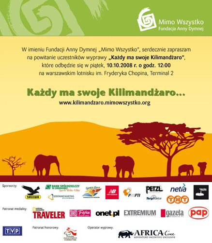 Wyprawa "Każdy ma swoje Kilimandżaro", zaproszenie